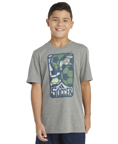 Adidas Originals Kids' Big Boys Short-sleeve Soccer Graphic T-shirt In Charcoal Grey