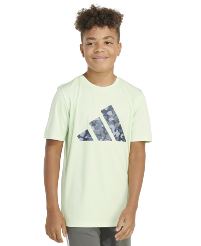 Adidas Originals Kids' Big Boys Short-sleeve Pebble Camo Logo Graphic T-shirt In Semi Green Spark