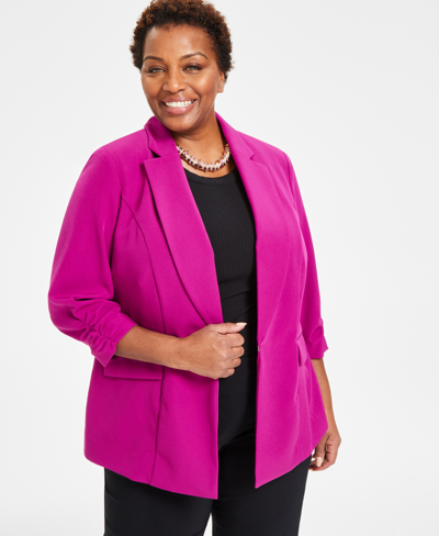 I.n.c. International Concepts Plus Size 3/4-sleeve Blazer, Created For Macy's In Violet Orchid