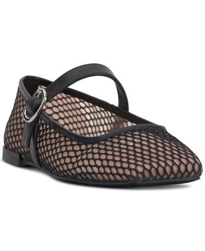 I.n.c. International Concepts Jadis Square Toe Ballet Flats, Created For Macy's In Black Mesh