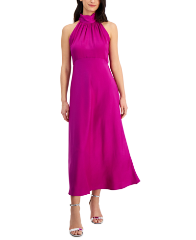 Taylor Petite Halter-neck Sleeveless A-line Dress In Pillow Purple