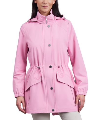 London Fog Women's Water-resistant Hooded Anorak Coat In Cherry Blossom