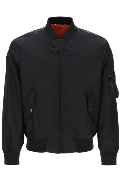 Valentino Nylon Bomber Jacket In Black
