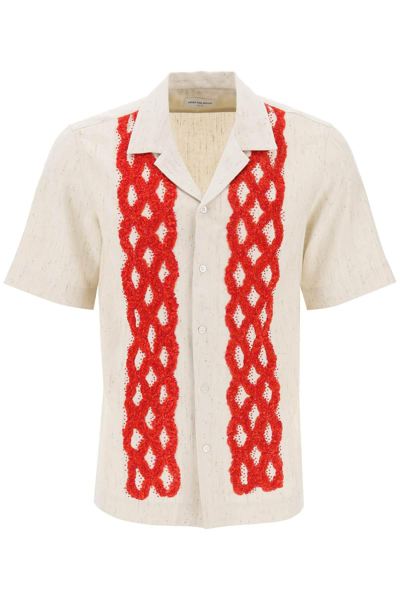 Dries Van Noten Carltone Shirt With Textured Embroidery Effect In Neutral