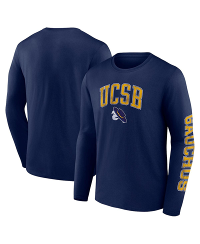 Fanatics Men's  Blue Uc Santa Barbara Gauchos Distressed Arch Over Logo Long Sleeve T-shirt