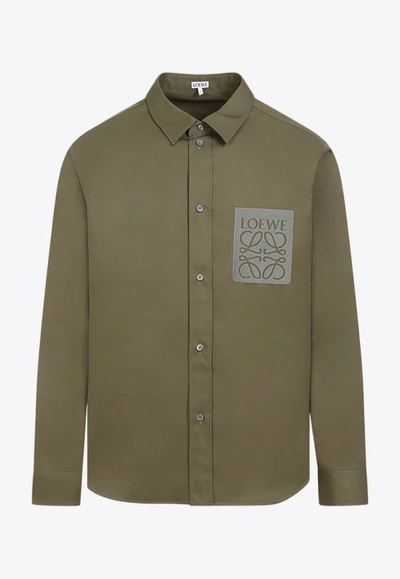 Loewe Anagram Long-sleeved Shirt In Green