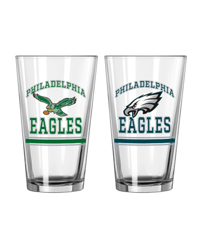 Logo Brands Philadelphia Eagles 16 oz Pint Glass Two Pack In Transparent