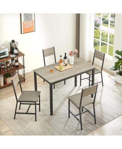 Simplie Fun Dining Set For 5 Kitchen Table With 4 Upholstered Chairs, Grey, 47.2" L X 27.6" W X 29.7" H