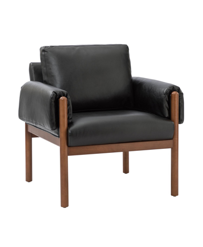 Hulala Home Bottorf Transitional Accent Chair With Arms And Solid Wood Legs In Black