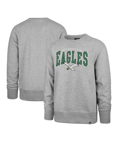 47 Brand Men's ' Gray Distressed Philadelphia Eagles Varsity Block Headline Pullover Sweatshirt