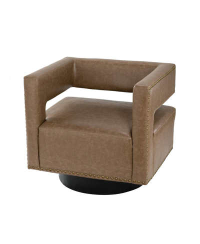 Hulala Home Geismar Contemporary Accent Chair In Unique Square Shape In Brown
