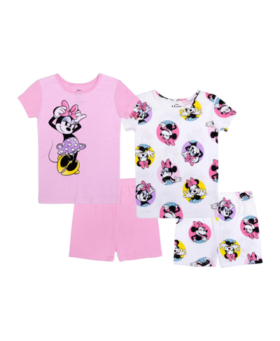 Minnie Mouse Kids' Toddler Girls Shorts Cotton 4 Piece Pajama Set In Assorted