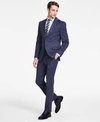 DKNY MENS MODERN FIT BLUE MINI CHECK SUIT SEPARATES