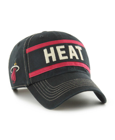 47 Brand Men's ' Black Distressed Miami Heat Quick Snap Clean Up Adjustable Hat