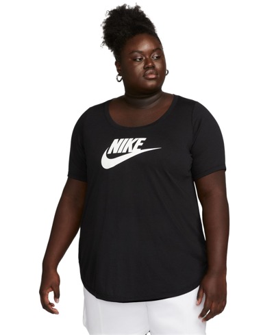 Nike Plus Size Sportswear Essential Curved-hem Tunic Top In Black,white