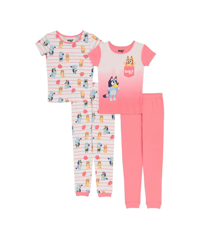 Bluey Kids' Little Girls Cotton Pajama, 4 Piece Set In Assorted