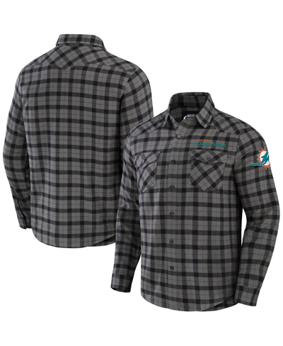 Fanatics Men's Nfl X Darius Rucker Collection By  Gray Miami Dolphins Flannel Long Sleeve Button-up S