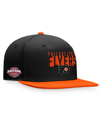 Fanatics Men's  Black, Orange Philadelphia Flyers Fundamental Colorblocked Snapback Hat