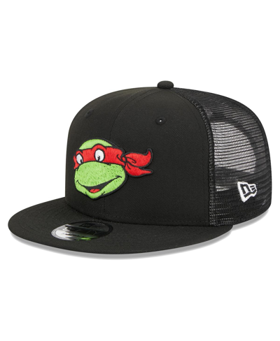 New Era Men's  Black Teenage Mutant Ninja Turtles Happy Raphael Trucker 9fifty Snapback Hat