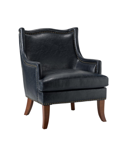 Hulala Home Lowell Wooden Upholstered Armchair With Nailhead Trim In Blue