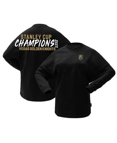 Fanatics Women's  Black Vegas Golden Knights 2023 Stanley Cup Champions Sparkle Spirit Jersey Long Sl