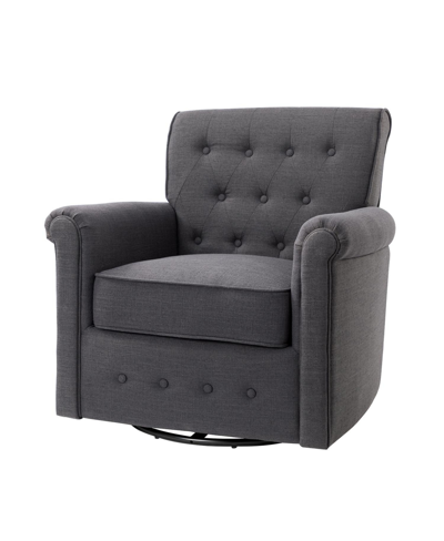 Hulala Home Applewhite Transitional Wooden Armchair With Tufted Back In Gray