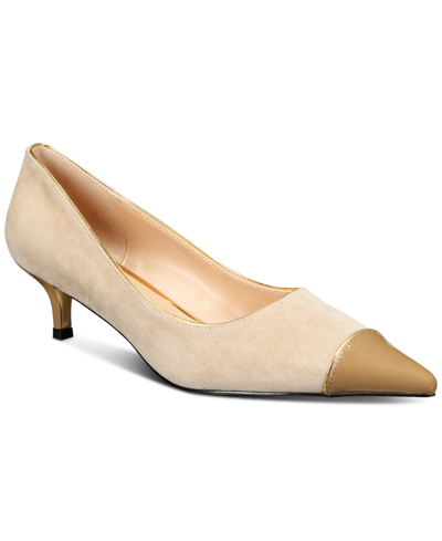 Things Ii Come Women's Jacey Luxurious Pointed-toe Kitten Heel Pumps In Pastel Brown