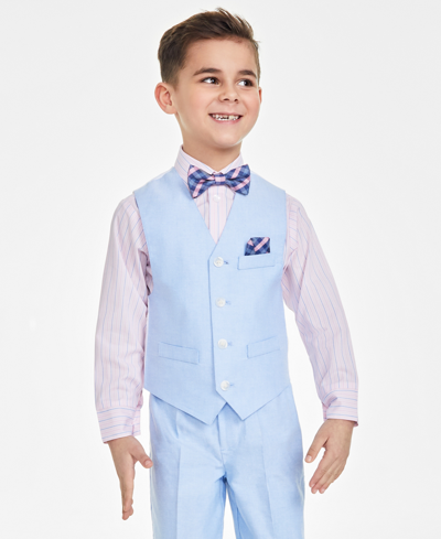 Nautica Kids' Toddler Boys Oxford Vest, Shirt, Pants, Bowtie And Pocket Square, 5 Piece Set In Blue