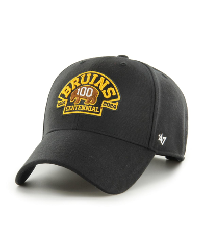 47 Brand Men's ' Black Boston Bruins 100th Anniversary Collection Core Logo Mvp Adjustable Hat