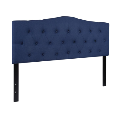 Emma+oliver Arched Queen Button Tufted Upholstered Headboard In Navy