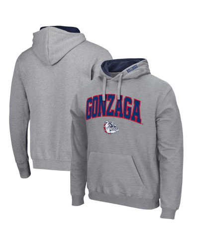 Colosseum Men's  Heathered Gray Gonzaga Bulldogs Arch And Logo Pullover Hoodie