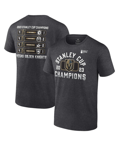 Fanatics Men's  Heather Charcoal Vegas Golden Knights 2023 Stanley Cup Champions Schedule T-shirt