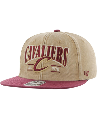 47 Brand Men's ' Khaki, Wine Distressed Cleveland Cavaliers Chilmark Captain Snapback Hat In Brown