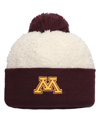TOP OF THE WORLD WOMEN'S TOP OF THE WORLD CREAM MINNESOTA GOLDEN GOPHERS GRACE SHERPA CUFFED KNIT HAT WITH POM
