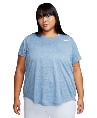Nike Plus Size Active Dri-fit Women's Short-sleeve Logo T-shirt In Court Blue,pure,htr,white