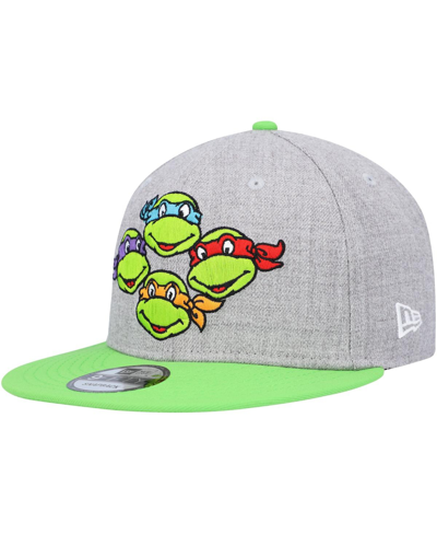 New Era Men's  Heather Gray, Neon Green Teenage Mutant Ninja Turtles Trucker 9fifty Snapback Hat