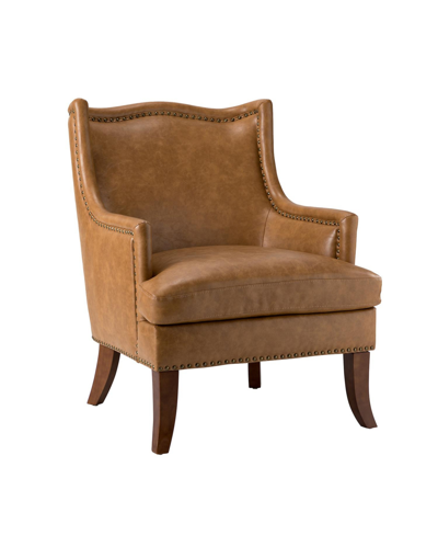 Hulala Home Lowell Wooden Upholstered Armchair With Nailhead Trim In Brown