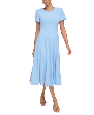 Calvin Klein Women's Short-sleeve A-line Midi Dress In Serene