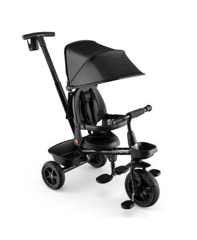 Slickblue Kids' 4-in-1 Reversible Toddler Tricycle With Height Adjustable Push Handle In Black