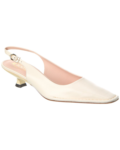 Tod's Leather Slingback Pump In White