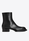 Alexander Mcqueen Black Leather Cuban Boots For Men In Black