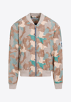 Acne Studios Beige Camouflage Print Bomber Jacket For Men In Multicolor