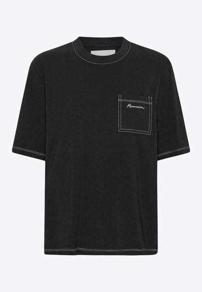 Remain Logo-embroidered Cotton T-shirt In Black