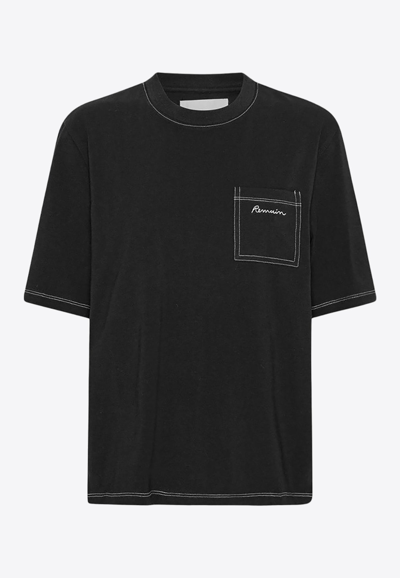 Remain Birger Christensen Logo-embroidered Cotton T-shirt In Black