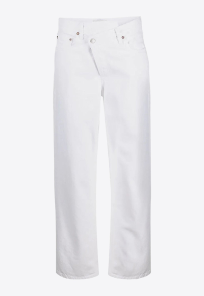 Agolde Criss Cross Straight-leg Jeans In White