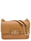MICHAEL MICHAEL KORS 'HEATHER MEDIUM' BEIGE SHOULDER BAG WITH MK LOGO IN SMOOTH LEATHER WOMAN
