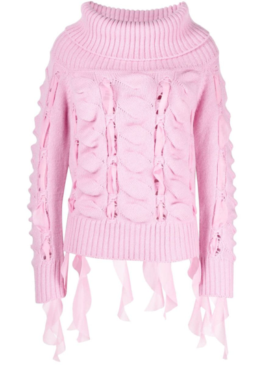 Blumarine Gestrickter Rollkragenpullover In Pastel