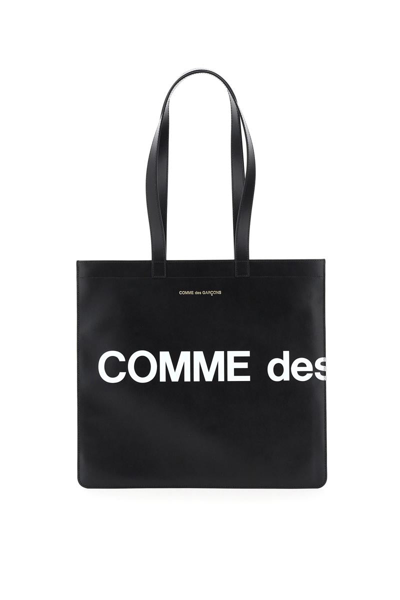 Comme Des Garçons Comme Des Garcons Wallet Leather Tote Bag With Logo In Black