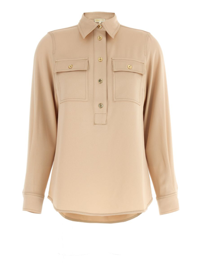 Michael Michael Kors Michael Kors Satin Blouse In Beige