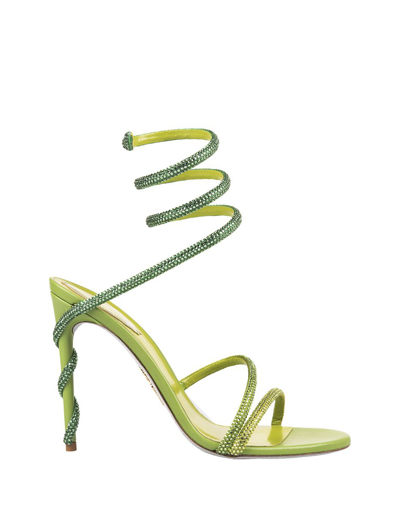 René Caovilla Rene' Caovilla Lime Cleo Sandal With Crystals In Green
